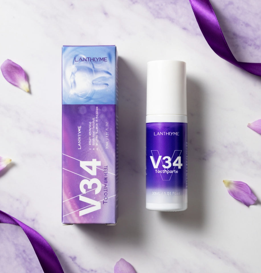 Corrector Dental V34 – Efecto Blanco Inmediato | Neutraliza el Tono Amarillo y Mejora tu Sonrisa en Segundos (30ml)